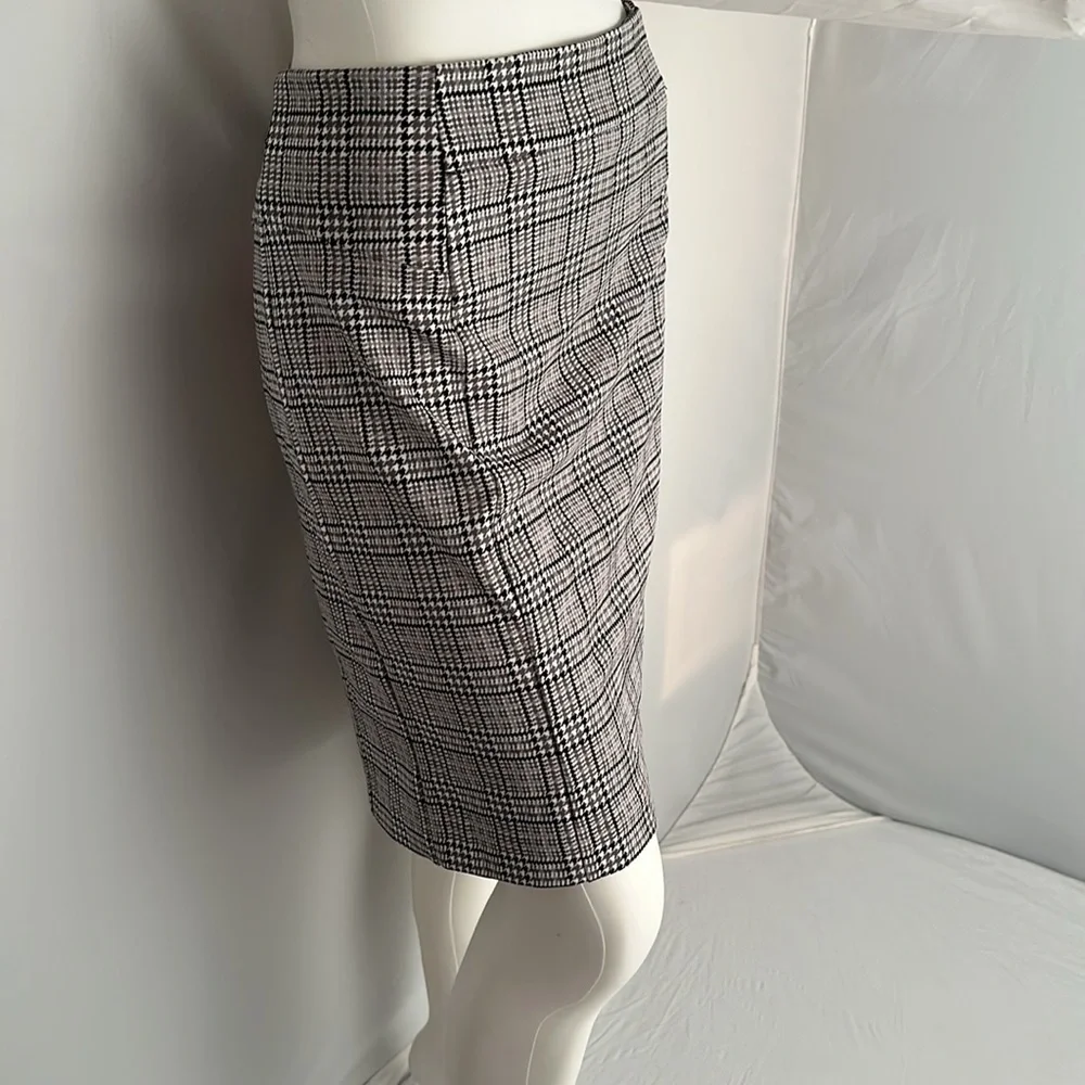 MICHAEL Michael Kors multicolor gray white black plaid stretch pencil skirt